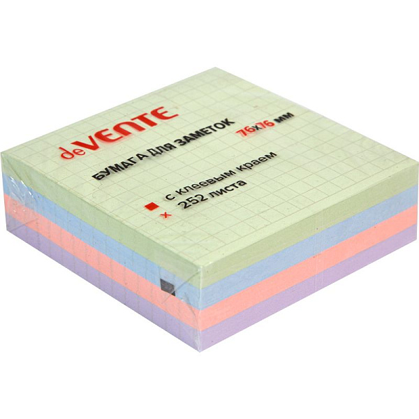 Бумага на л/п  76*76 252л. "deVENTE" офсет 75 г/м², 4 пастельных цвета в клетку