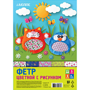Фетр цветной мягкий с рисунком A4 "deVENTE. Цветочный паттерн" 5 цв, 5 л, толщина 2 мм, пластиковый пакет с европодвесом