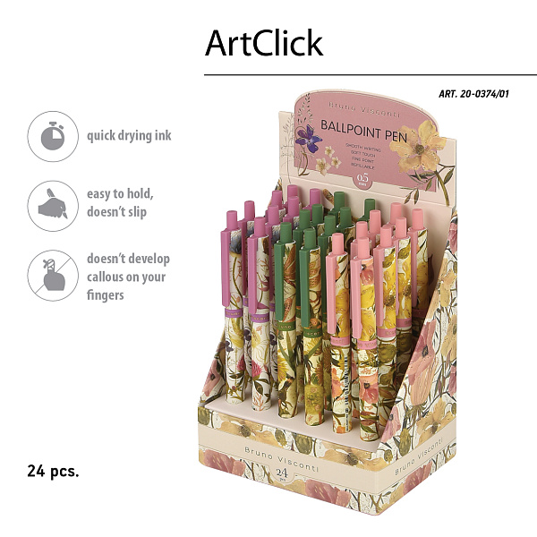 Ручка шариковая 0,5 мм "ArtClick.Flora.Bloom flowers" СИНЯЯ 3 ВИДА 
