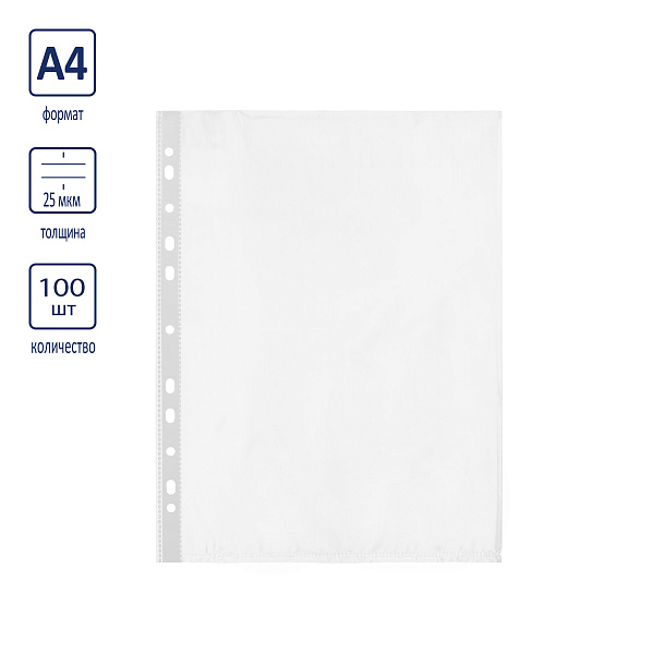 Папка-вкладыш A4 100 шт. 25 мкм глянцевый прозрачный "Expert Complete" Classic
