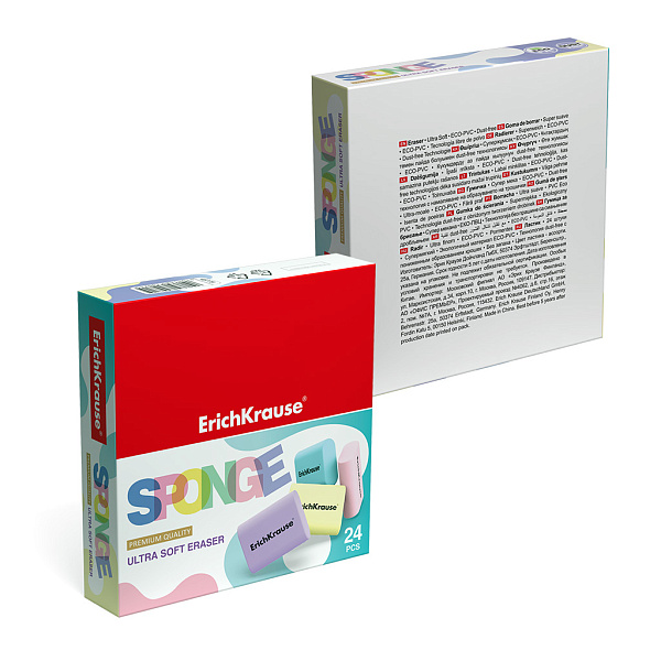 Ластик ErichKrause Sponge Pastel (в коробке по 24 шт.)