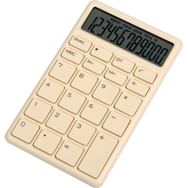 Калькулятор 12 разр., "deVENTE" DC-101W, 84x137x15 мм, ультратонкий, цвет слоновой кости, автоматическое вычисление квадратного корня, общая сумма, коррекция последнего введенного значения, работа с памятью, автоматическое отключение,  в картонной ко