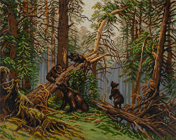 Алмазная мозаика 50*40 "ФРЕЯ" на подрамнике "Утро в сосновом лесу. Иван Шишкин"