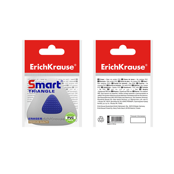 Ластик с пластиковым держателем ErichKrause SmartWay® Triangle (в пакете с европодвесом) (в коробке по 24 шт.)