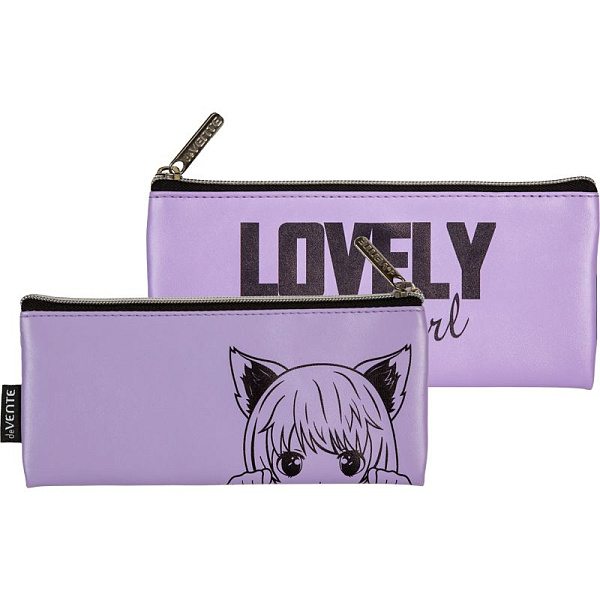 Пенал "deVENTE. Lovely Girl" 21,5x9x1 см, плоский для 35 пр. на молнии, перчаточная искусственная кожа до -40C, с подкладом