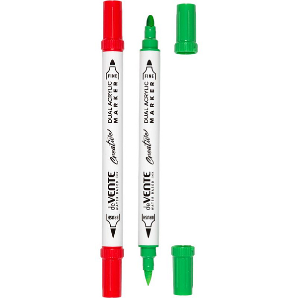 Набор маркеров акриловых "deVENTE. HOBBY CREATIVE. Classic&Pastel" 24 цв. двусторонние (кистевидный 1-5 мм/пулевидный 2-4 мм), круглый корпус, в пластиковой коробке