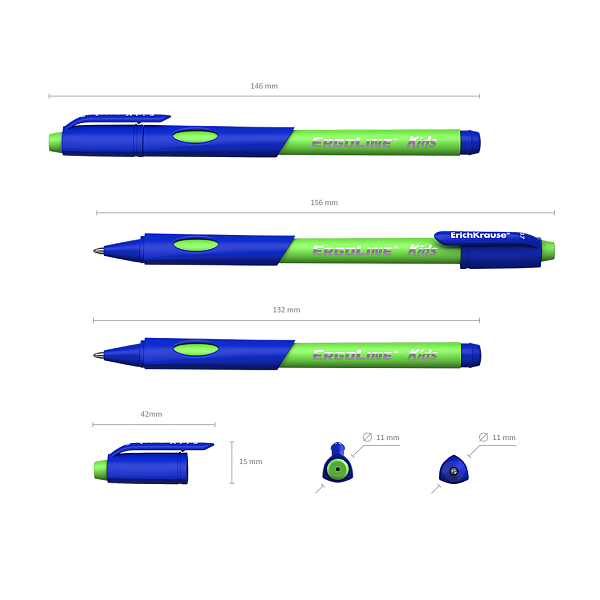 Ручка шариковая  ErichKrause Ultra Glide ErgoLine Kids Ultra Glide Technology, СИНЯЯ