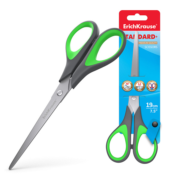 Ножницы 190 мм ErichKrause EasyCut+, ассорти (в блистере по 1 шт.)