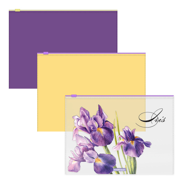 Набор из 3 zip-пакетов пластиковых ErichKrause® Soft Iris, B5, полупрозрачный, ассорти