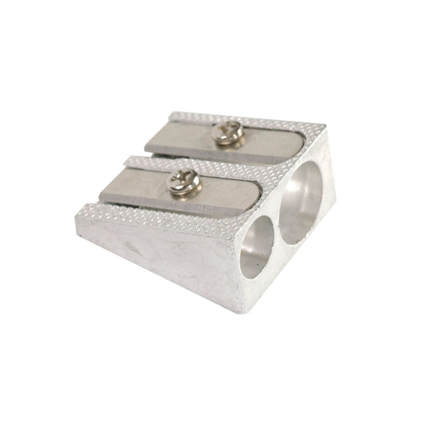 Точилка металлическая ErichKrause Ferro Plus, 2 отв. серебряная (в коробке по 12 шт)