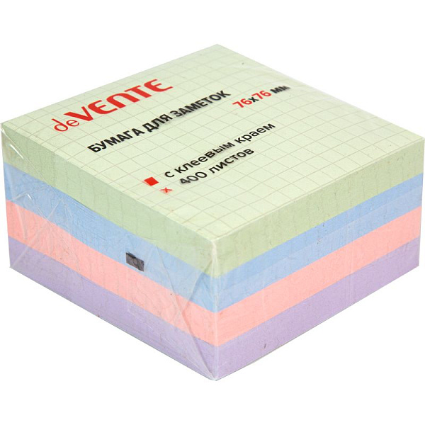 Бумага на л/п  76*76 400л. "deVENTE" офсет 75 г/м², 4 пастельных цвета в клетку