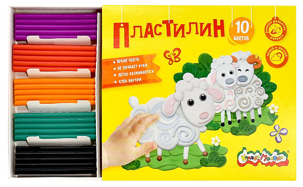 Пластилин 10 цв. 150 гр. "Каляка-Маляка" со стеком