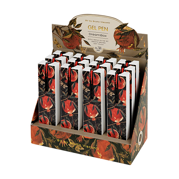 Ручка гелевая автомат. 0,38 мм "DREAMBOX.FLORA.ГРАНАТ" ЧЕРНАЯ, В ПОДАРОЧНОМ ПЕНАЛЕ С 2-МЯ СТЕРЖ.
