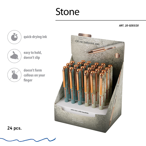 Ручка шариковая 0,7 мм "STONE" МАСЛО, СИНЯЯ