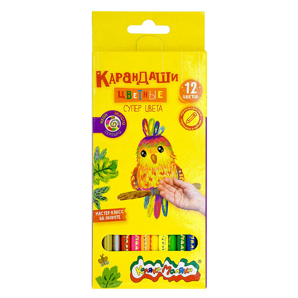 Карандаши 12 цв. "Каляка-Маляка" Супер цвета, деревян., трехгран., карт.уп.