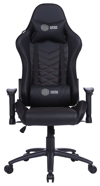 Кресло игровое Cactus CS-CHR-0099BLR с RGB-подсветкой черный/красный эко.кожа с подголов. крестов. с