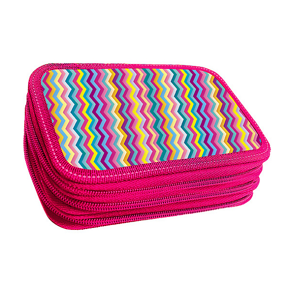 Пенал 3секц. д/дев. 205*125 "Геометрия узор" фольга+объем