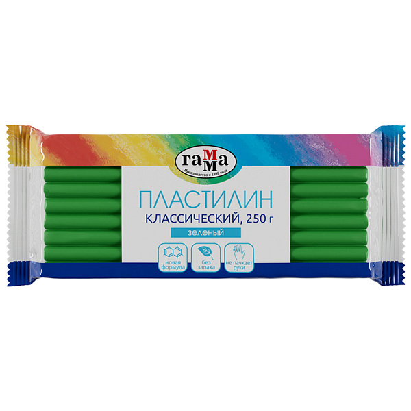Пластилин 250 г, Гамма "Классический", зелёный, в пакете