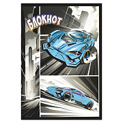 Блокнот 120х170 мм. 40 л. "ГОНКИ" /Блок - белый офсет 65 г/м², дизайнерский блок , мягкий переплёт (2 скобы), пленка софт тач вельвет,