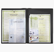 Папка "deVENTE" с файлами для OMC, свидетельств, СНИЛС, A4 (231x320 мм), ПВХ 350 мкм, файлы 120 мкм, черная