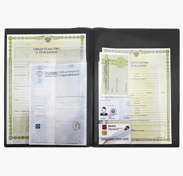 Папка "deVENTE" с файлами для OMC, свидетельств, СНИЛС, A4 (231x320 мм), ПВХ 350 мкм, файлы 120 мкм, черная