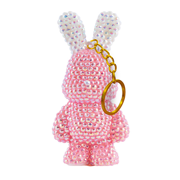 Алмазная мозаика  "ФРЕЯ" брелок "Розовый зайка" 4 х 8 см