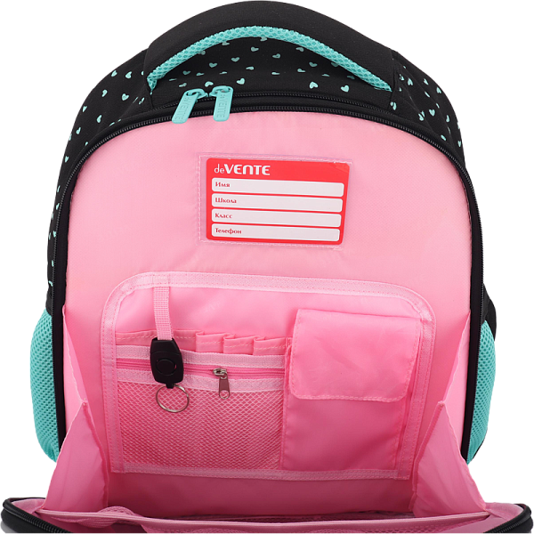 Рюкзак "deVENTE. Choice Lite. K-Pop Heartbeat" школьный жесткий 38x29x17 см (17 л) вес 800 г, плотный износостойкий полиэстер с водоотталкивающей пропиткой, 2 отделения на молнии (одно отделение с разделителями для учебников, другое отделение с 2-мя 