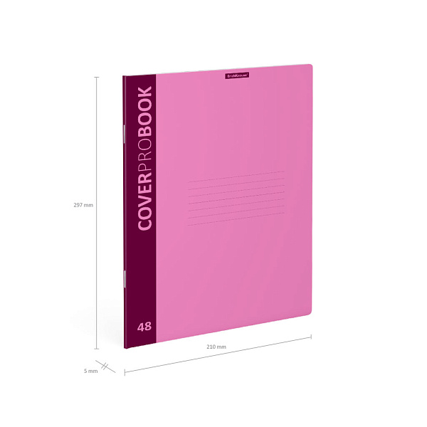 Тетрадь А4 48 л. кл. Пластиковая обложка ErichKrause CoverProBook Neon matt, розовый