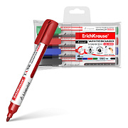 Маркер для досок ErichKrause® Liquid LW-600, цвет чернил: черный, синий, красный, зеленый (в футляре по 4 шт.)