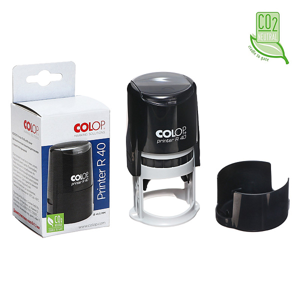 Оснастка для круглой печати PRINTER R40 black с крышкой автомат. пластик. d41,5 мм, корпус черный