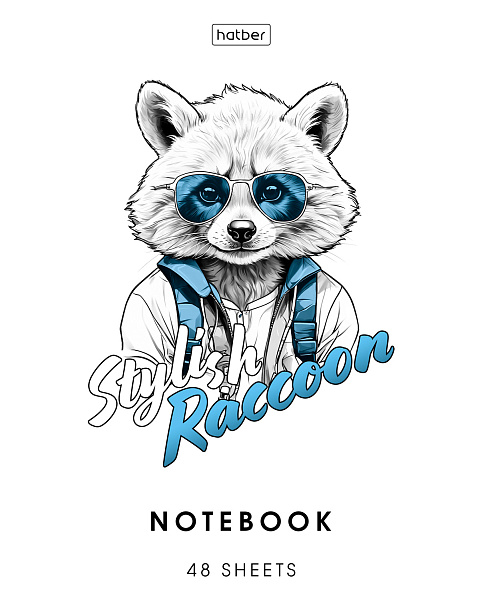 Тетрадь 48 листов в клетку Пластиковая обложка с печатью "Зверье мое" 60-65г/кв.м на скобе 5 диз.в блоке