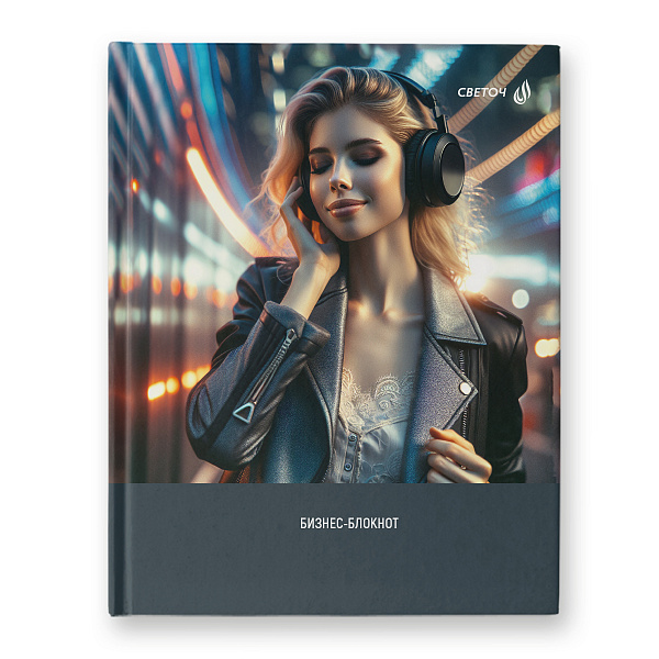 Бизнес-блокнот A5+ 80 л. кл. "Музыка  души", матовая ламинация + выборочный лак,   01160 "Светоч"