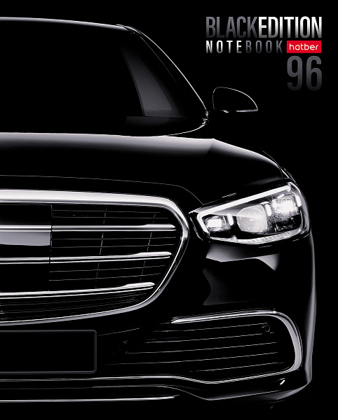 Тетрадь 96 листов в клетку "Black Edition" 65г/кв.м на скобе глянц. ламин.