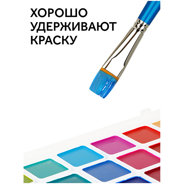Кисть синтетика №14, "Гамма", деревянная ручка, плоская форма кисти