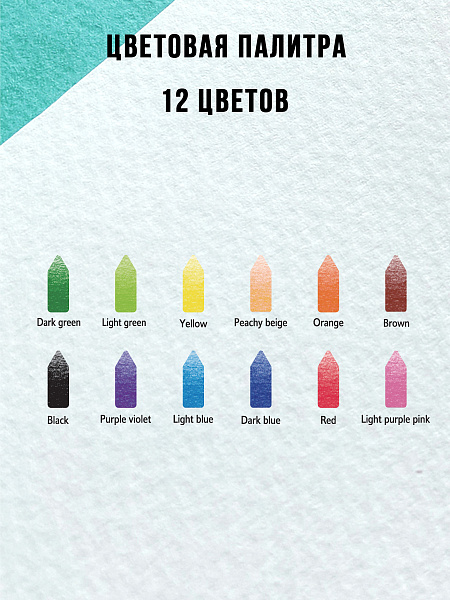 Карандаши 12 цв. ACMELIAE трехгранне в картонном футляре,