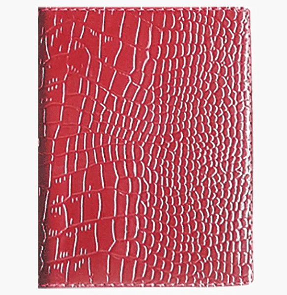 Обложка для паспорта "Attomex" натуральная кожа шик под кожу крокодила, прозрачные ПВХ клапаны с отделами для визиток и сим карты, скругленные уголки, бордовая