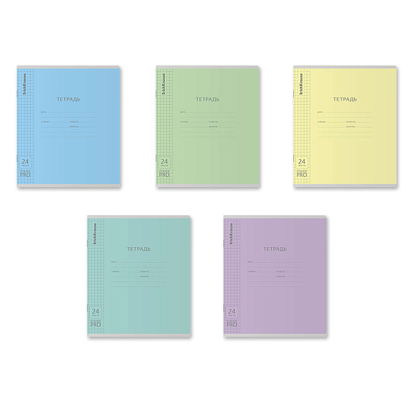 Тетрадь 24 листа в клетку Пластиковая обложка ErichKrause® Классика CoverPrо ассорти