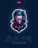 Тетрадь 48 л. кл. "Cyberpunk sticker" 65г/кв.м, выб лак 5 диз.в блоке скругл.углы 