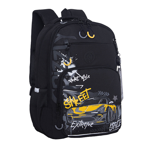 Рюкзак школьный с картхолдером на держателе (/1 черный - серый)