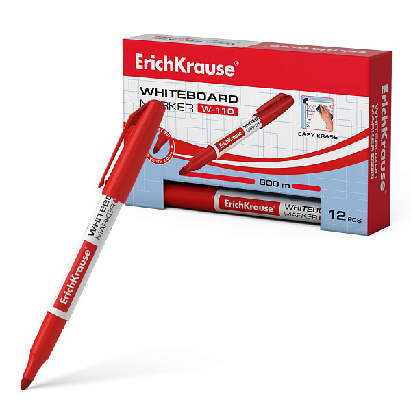 Маркер для доски ErichKrause® W-110, цвет чернил красный (в коробке )