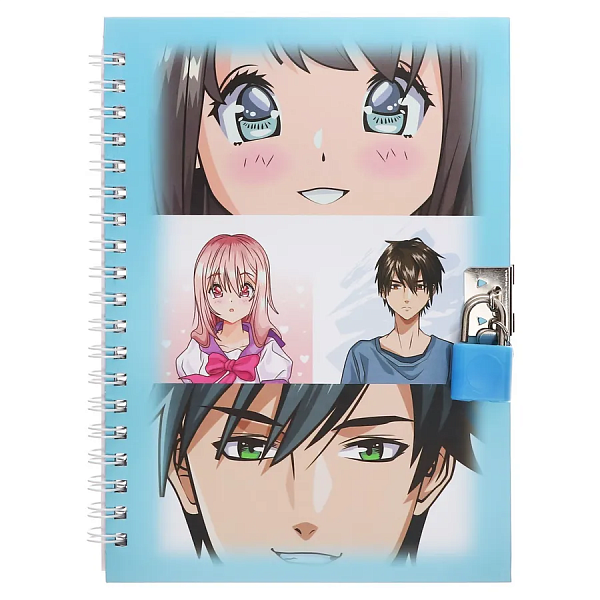Блокнот 130х180 48л на гребне "Аниме", с замочком, вн. блок 70 г/м2 в линию, МИКС 4 вида