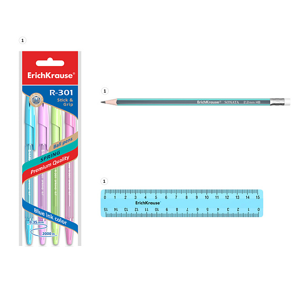 Набор настольный ErichKrause® Base, Pastel, голубой
