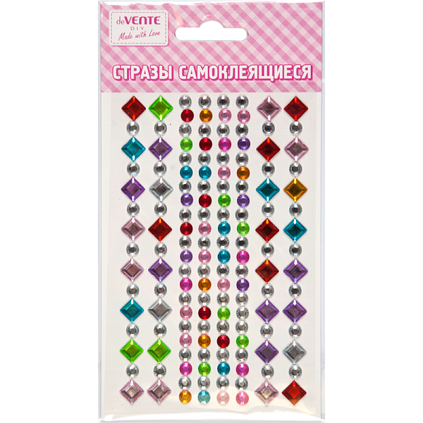 Стразы самоклеящиеся "deVENTE. Diamonds" карточка 9,5x15 см, цвет ассорти, в пластиковом пакете с блистерным подвесом