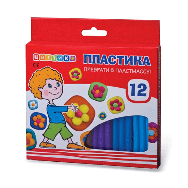 Пластика 12 цв. "Цветик" 240гр
