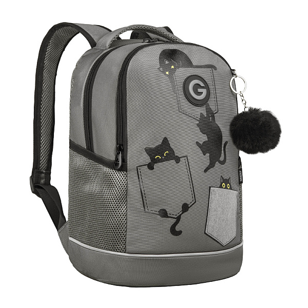 Рюкзак школьный с обвесом (/4 серый)