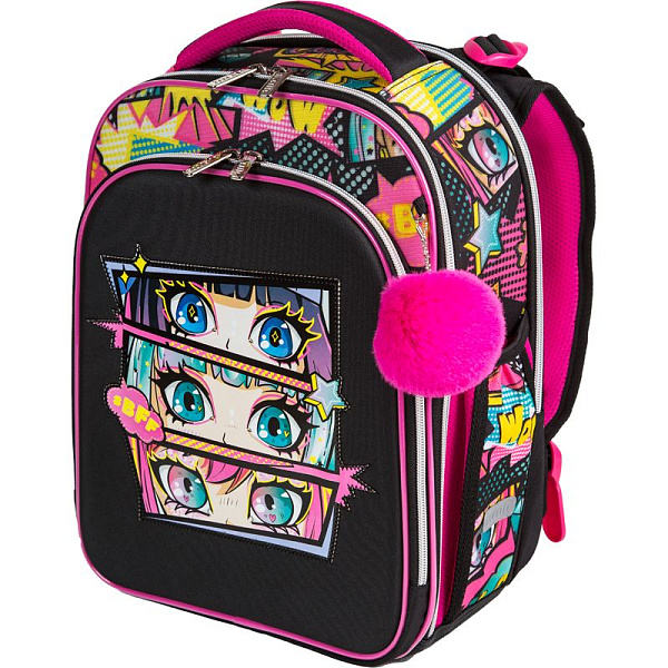 Рюкзак "deVENTE. Premier. BFF" школьный жесткий 37x28x18 см (17 л) вес 1000 г, 2 отд. на молнии для формата A4, 1 передний карман с органайзером, 2 боковых кармана сеточкой на резинке, эргономичная формоустойчивая вентилируемая спинка (евросетка) и м