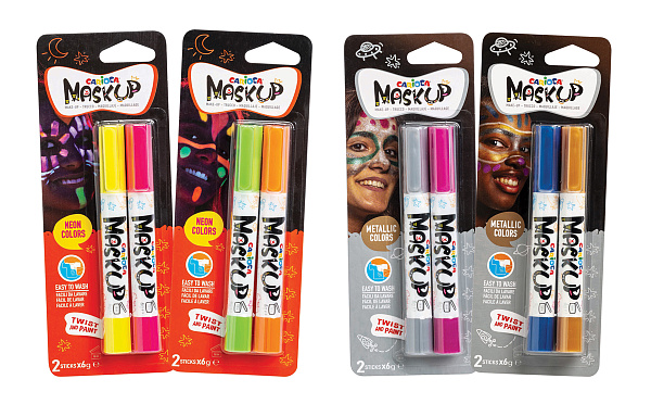 Грим-стик для лица "Carioca" Mask Up Classic Box  2 цв.  цвета металлик и неон