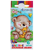 Карандаши мелки восковые 6 цветов, в картонной коробе с подвесом