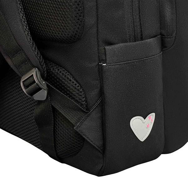 Рюкзак школьный с картхолдером на держателе (/2 черный - розовый)