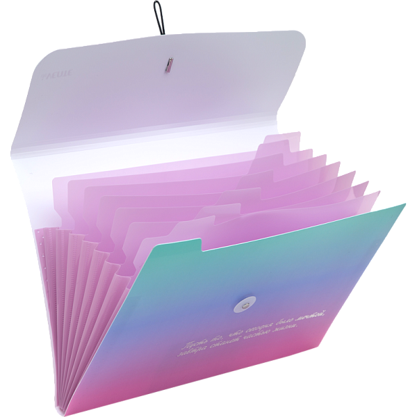 Папка с резинкой с 8-ю отделениями "deVENTE. Degrade" A4 (328x235x16 мм) 600 мкм, фактура "песок" с рисунком, тиснение фольгой, внутренние карманы 140 мкм, индивидуальная упаковка